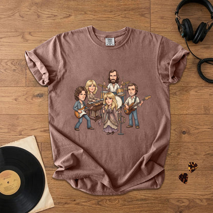 Fleetwood Mac Cartoon Band Graphic T-Shirt – Classic Rock Fan Tee