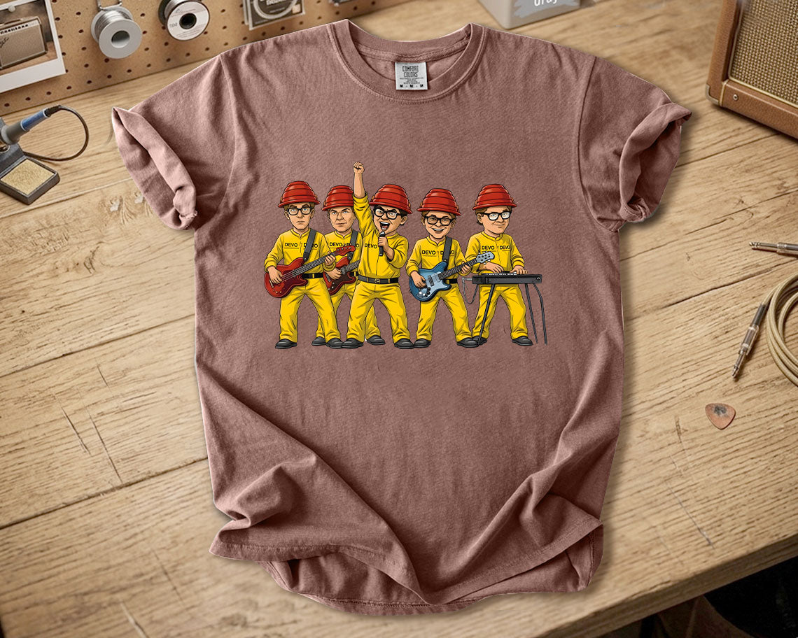 DEVO Comfort Colors Tee – Band Members Red Energy Dome Tribute New Wave Rock Shirt