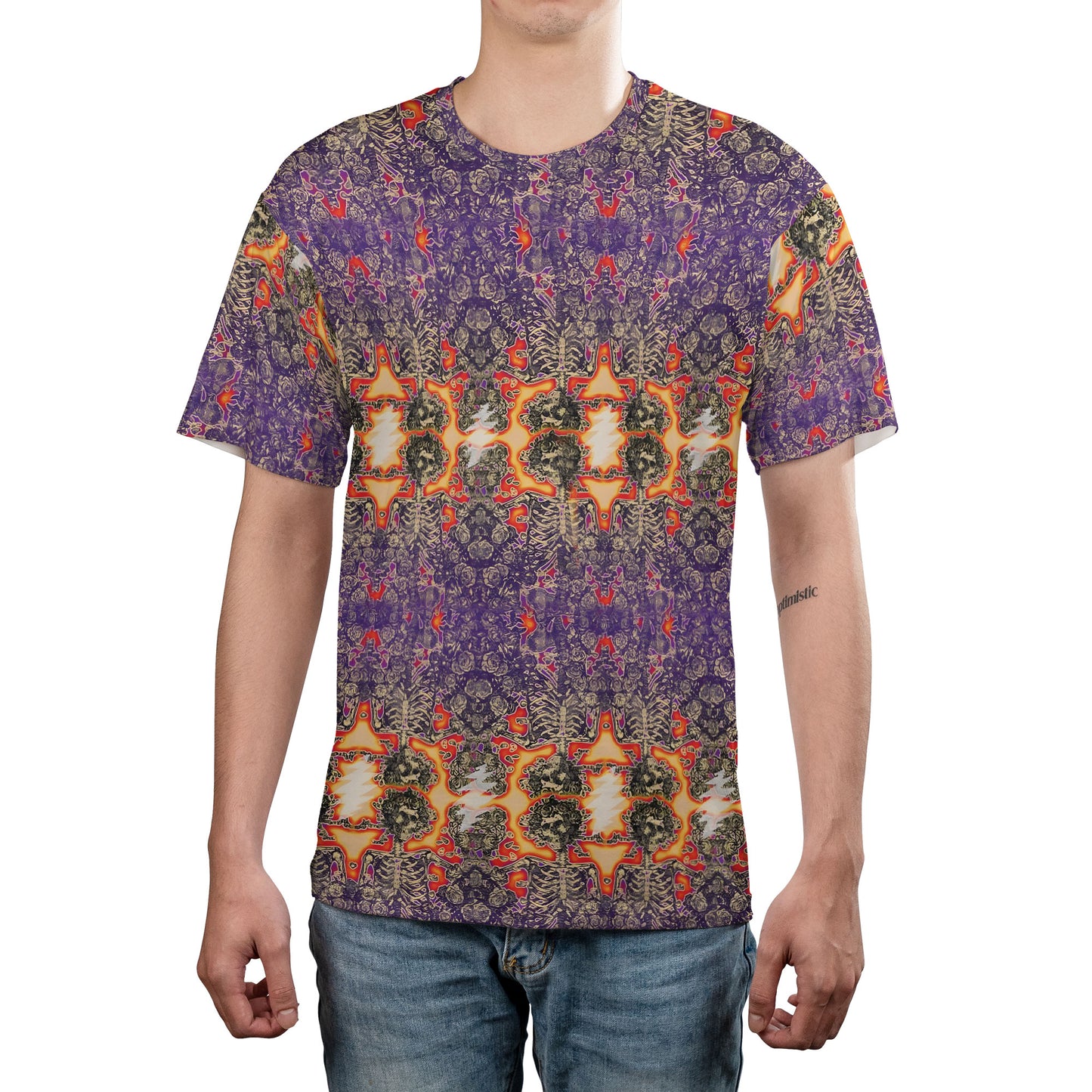 Grateful Dead Electric Woodcut Skull & Roses. T-Shirt – Rock Music Unisex Tee