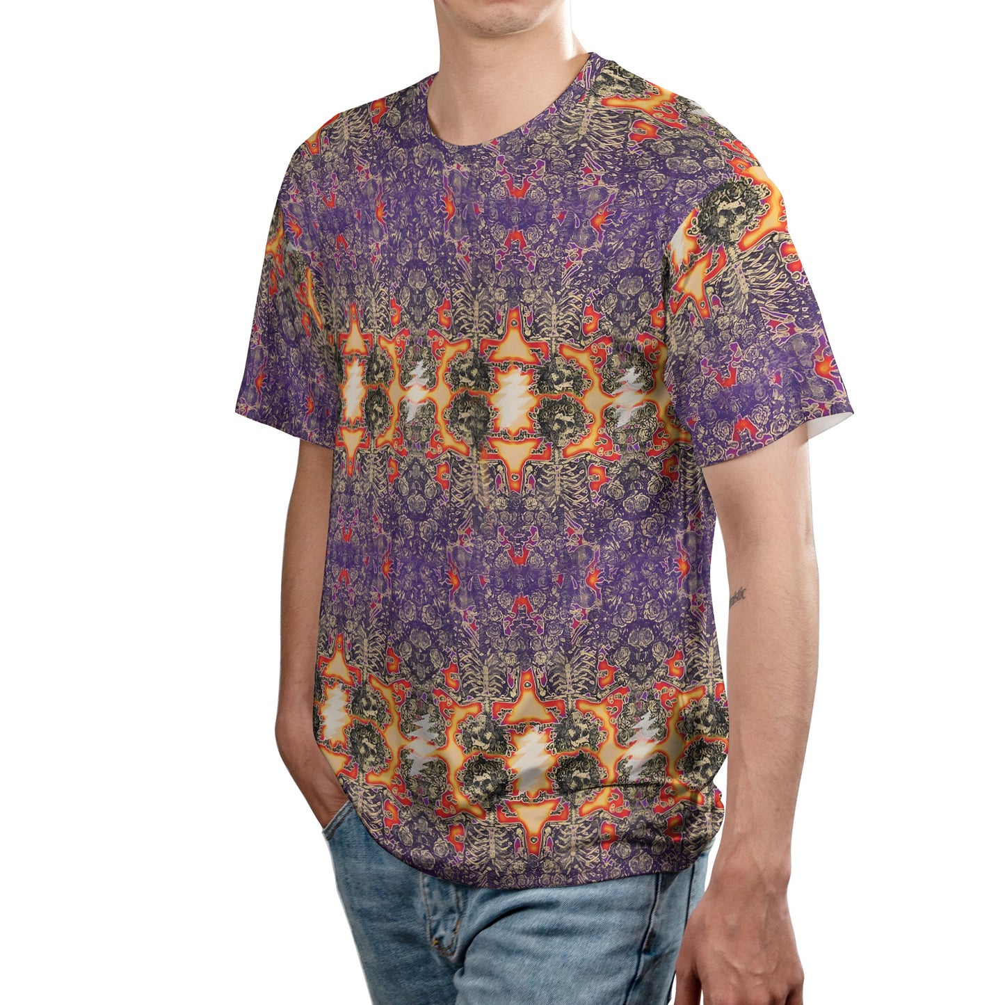 Grateful Dead Electric Woodcut Skull & Roses. T-Shirt – Rock Music Unisex Tee