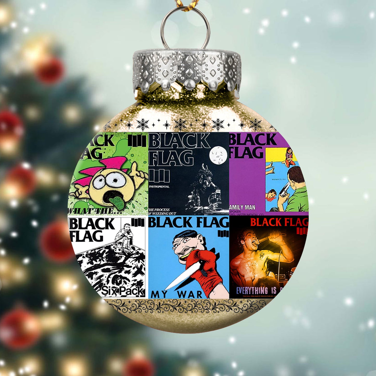 Black Flag Album Collage Ornament – Punk Rock Christmas Decoration