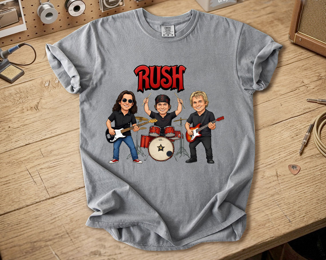 Rush Comfort Colors Tee – Geddy Lee Neil Peart Alex Lifeson Band Members Tribute Shirt