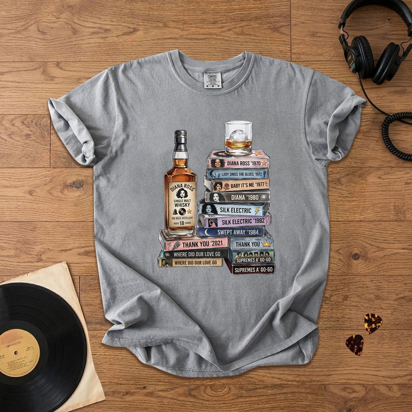 Diana Ross Cassette Album Collection T-Shirt – Retro Rock Music Diana Ross Merch Tee
