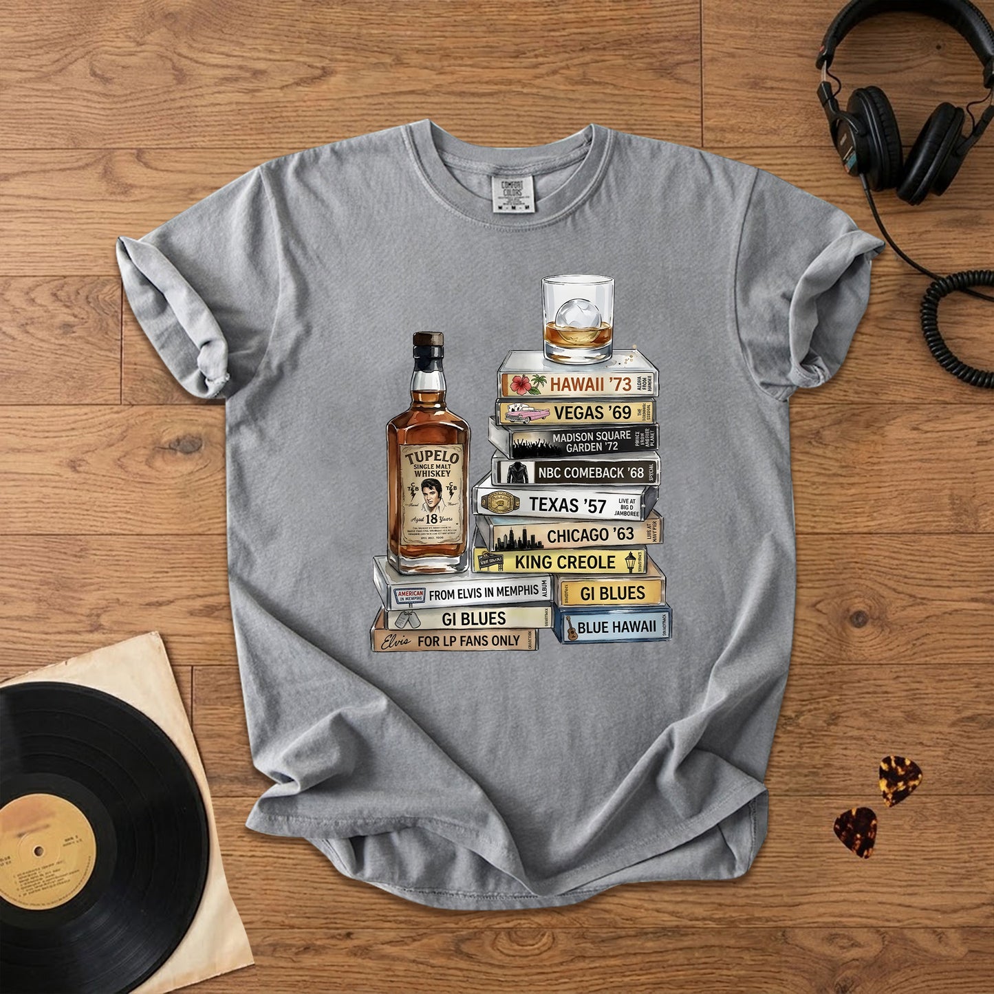 Elvis Presley Cassette Album Collection T-Shirt – Retro Rock Music Elvis Presley Merch Tee