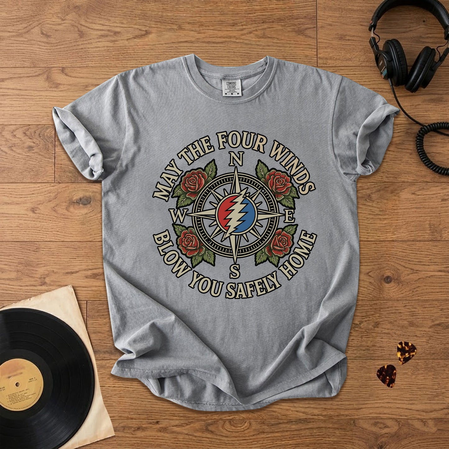 Grateful Dead Four Winds Blow You Safely Home Graphic T-Shirt – Retro Rock Metal Music Fan Merch Tee