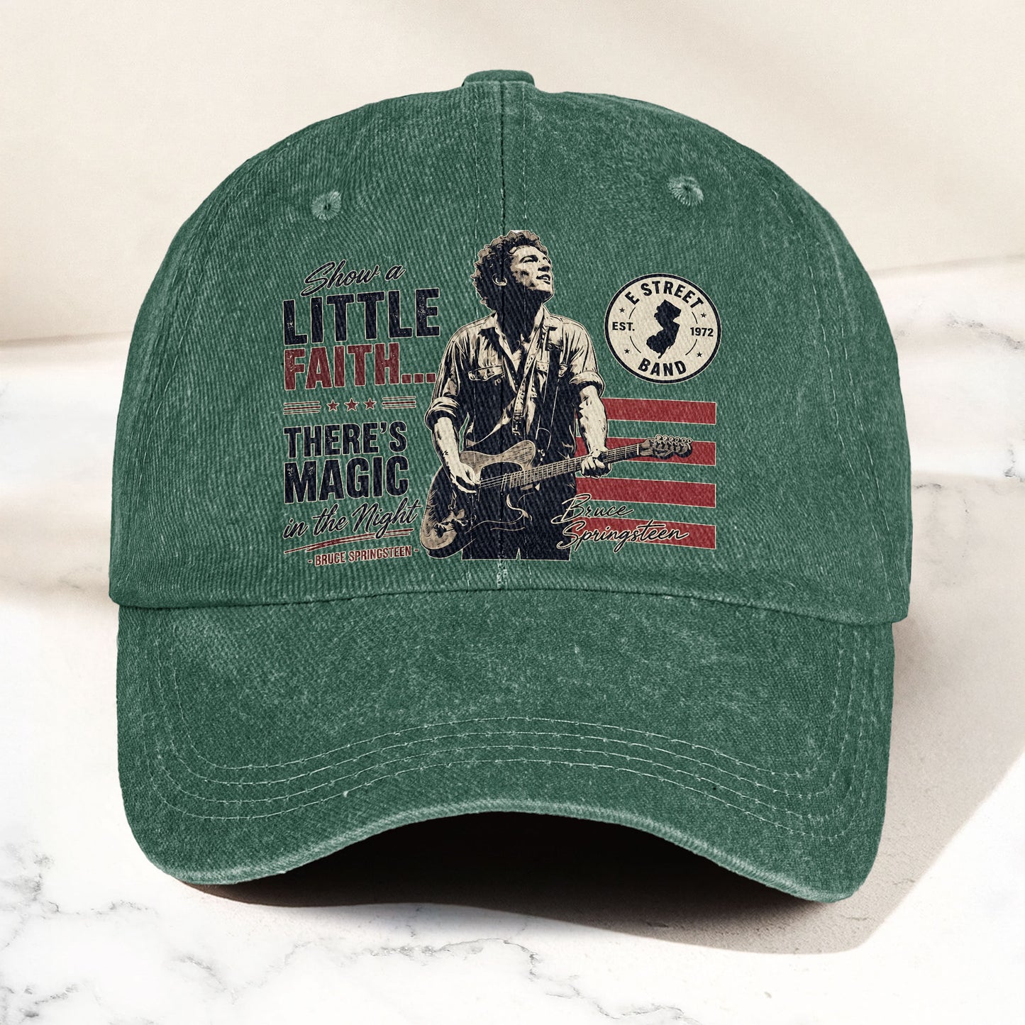 Bruce Springsteen Thunder Road Lyrics There's Magic In The Night Denim Cap – Retro Vintage Dad Cap Gift For Dad (With Box)