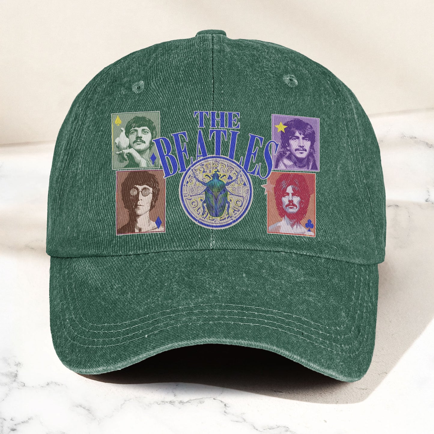 The Beatles Vintage Portraits Graphic Music Merch Denim Cap – Retro Vintage Dad Cap Gift For Dad (With Box)