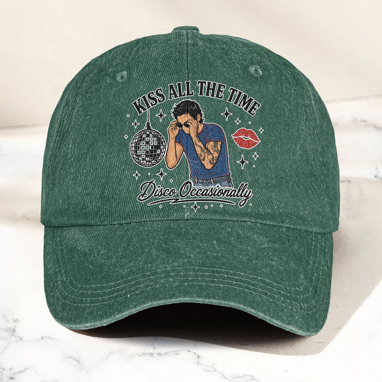 Harry Styles Kiss All The Time Disco Occasionally Music Merch Denim Cap – Retro Vintage Dad Cap Gift For Dad (With Box)