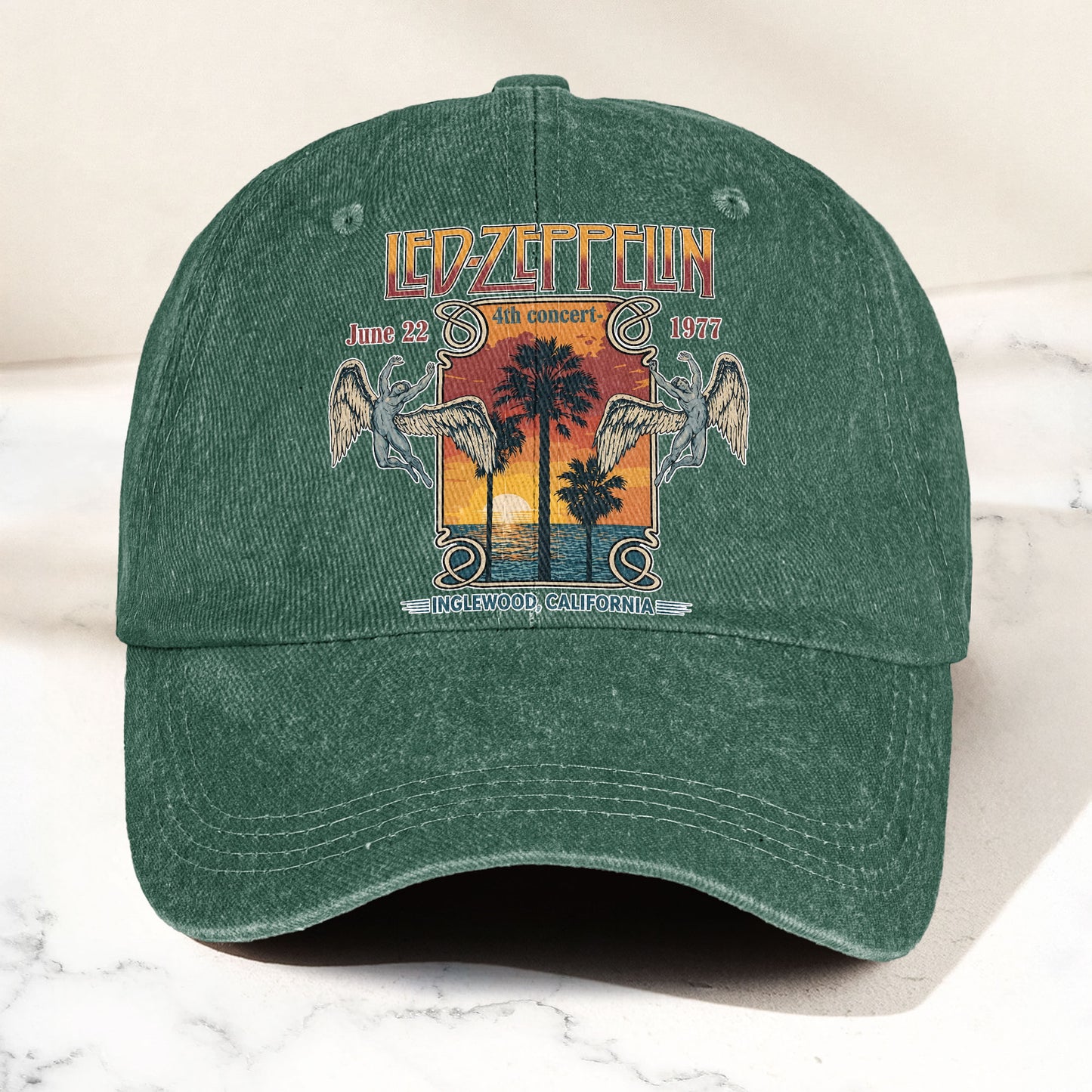Led Zeppelin 1977 California Concert Graphic Music Merch Denim Cap – Retro Vintage Dad Cap Gift For Dad (With Box)