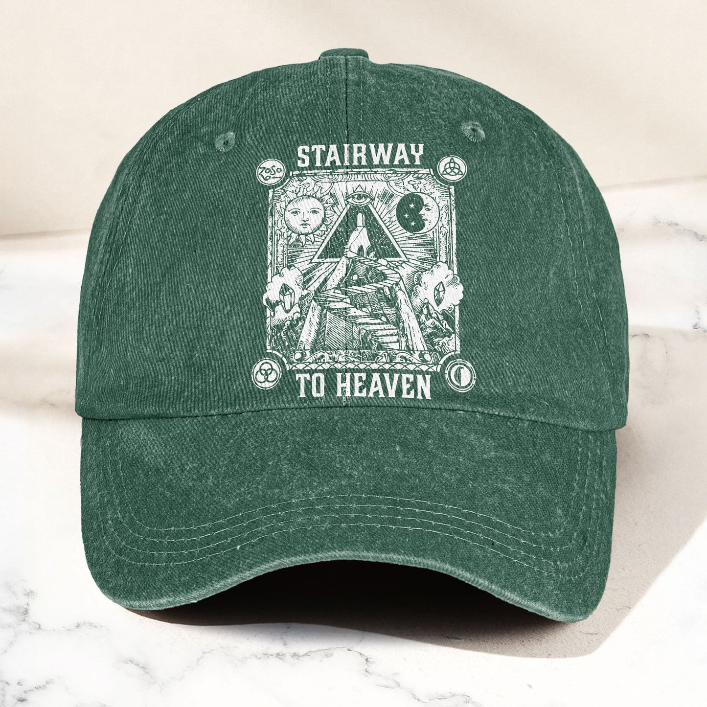 Led Zeppelin Stairway To Heaven Zoso Symbols Music Merch Denim Cap – Retro Vintage Dad Cap Gift For Dad (With Box)
