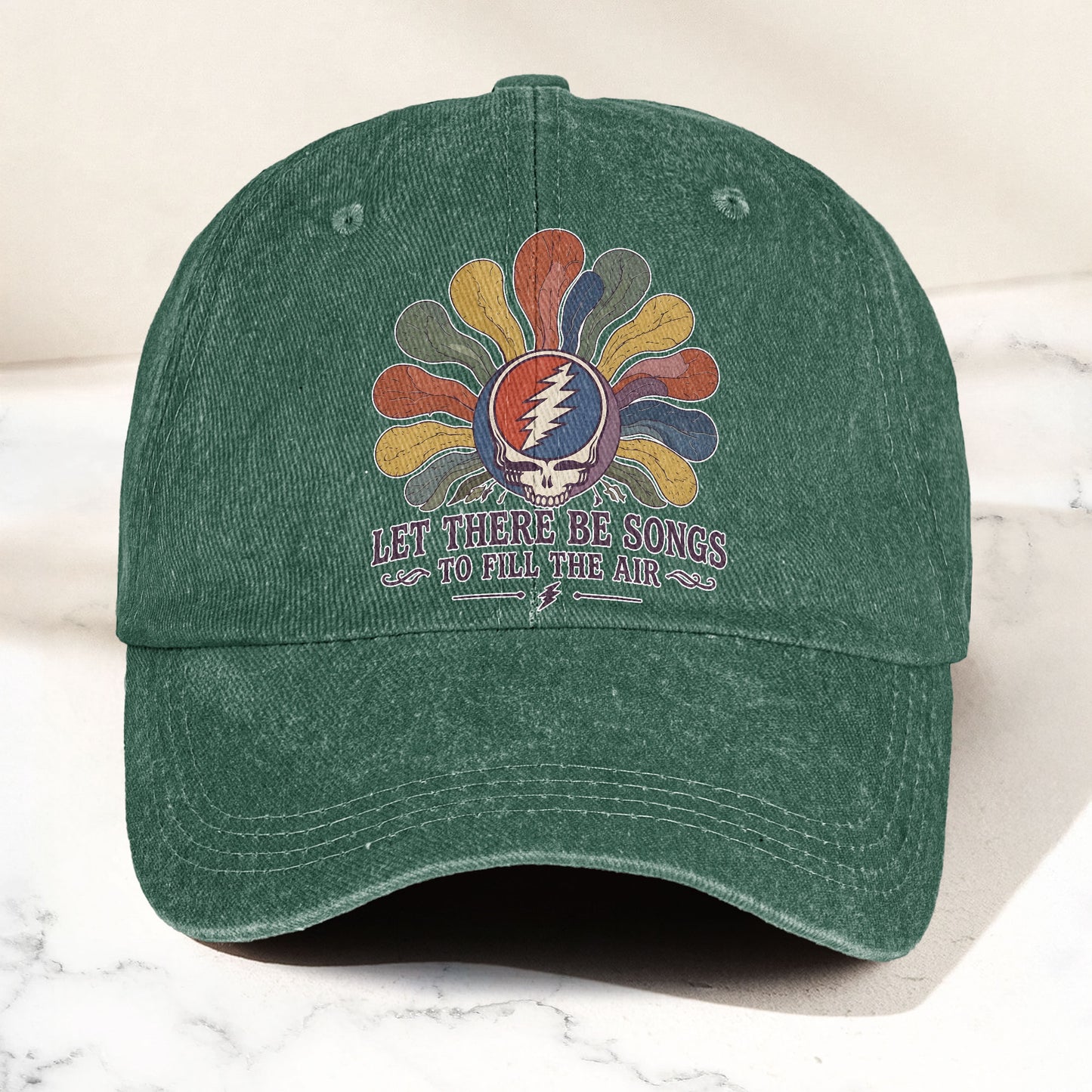 Grateful Dead Ripple Let There Be Songs To Fill The Air Steal Your Face Denim Cap – Retro Vintage Dad Cap Gift For Dad (With Box)