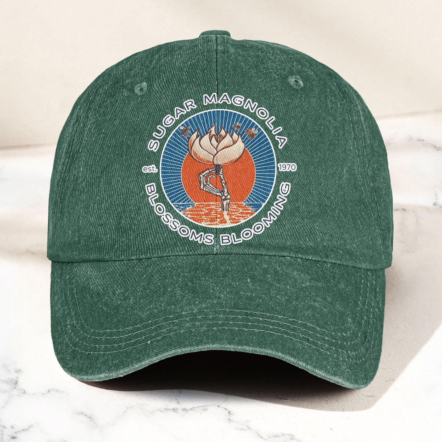 Grateful Dead Sugar Magnolia Blossoms Blooming Vintage Denim Cap – Retro Vintage Dad Cap Gift For Dad (With Box)