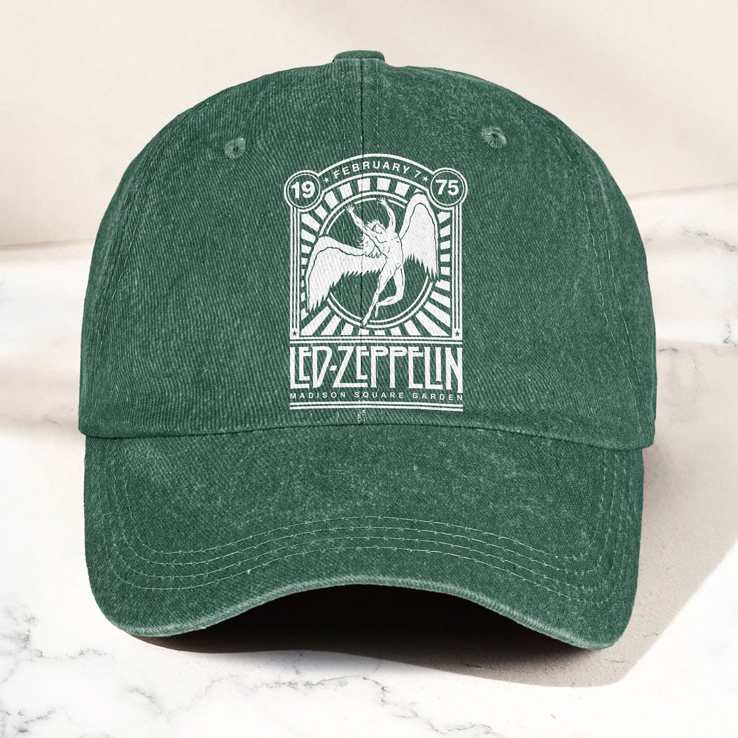 Led Zeppelin 1975 Madison Square Garden Concert Graphic Denim Cap – Retro Vintage Dad Cap Gift For Dad (With Box)