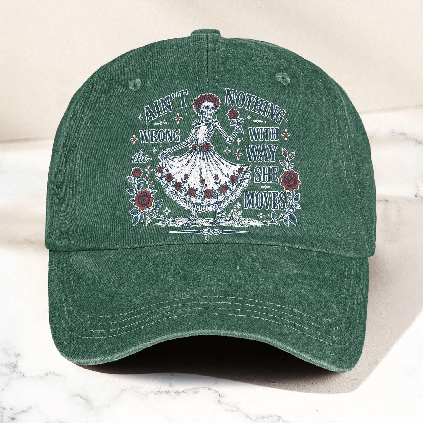 Grateful Dead Sugar Magnolia Way She Moves Vintage Denim Cap – Retro Vintage Dad Cap Gift For Dad (With Box)