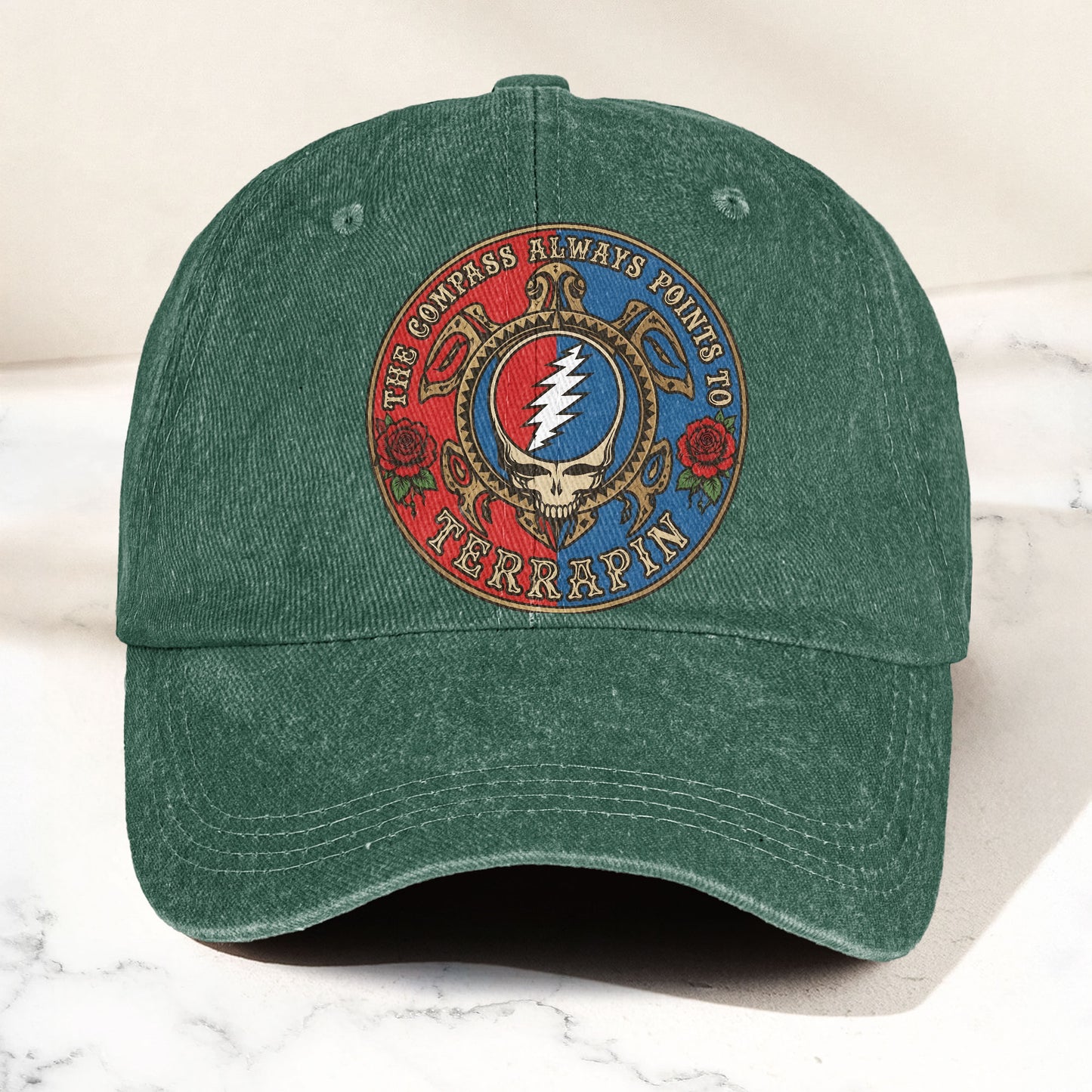 Grateful Dead Terrapin Station Compass Points Denim Cap – Retro Vintage Dad Cap Gift For Dad (With Box)