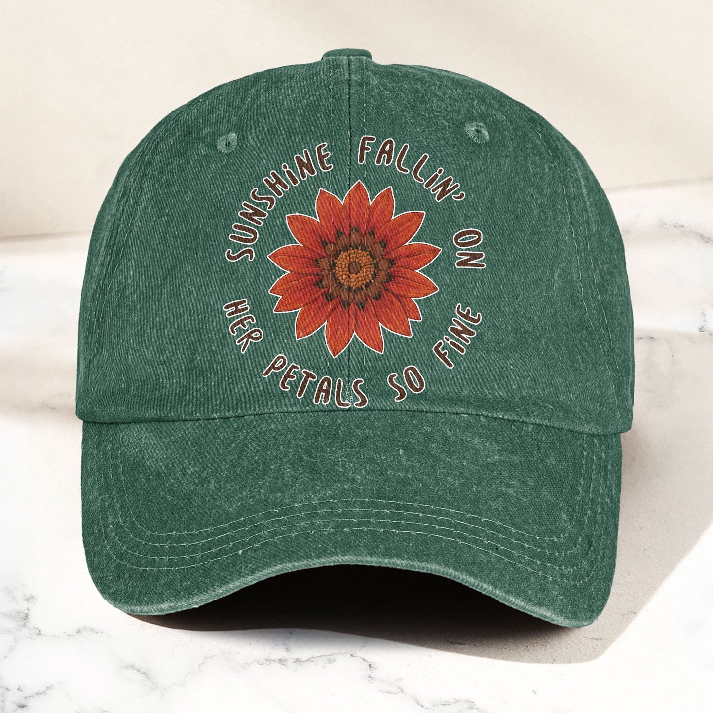 Grateful Dead Red Daisy Sunshine Fallin' On Her Petals So Fine Lyrics Music Merch Denim Cap – Retro Vintage Dad Cap Gift For Dad (With Box)