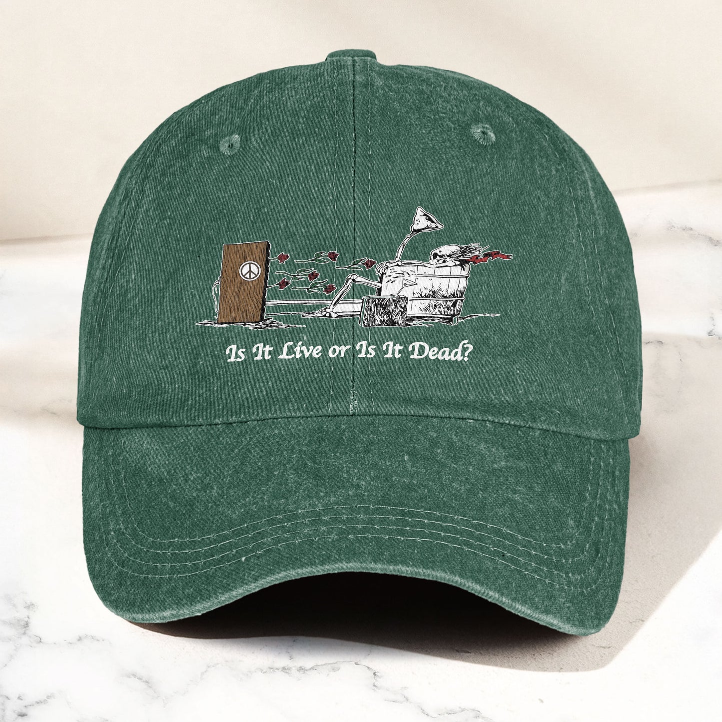 Grateful Dead Is It Live Or Is It Dead Music Merch Denim Cap – Retro Vintage Dad Cap Gift For Dad (With Box)