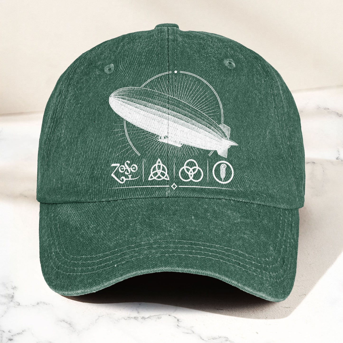 Led Zeppelin Zoso Four Symbols Airship Graphic Music Merch Denim Cap – Retro Vintage Dad Cap Gift For Dad (With Box)