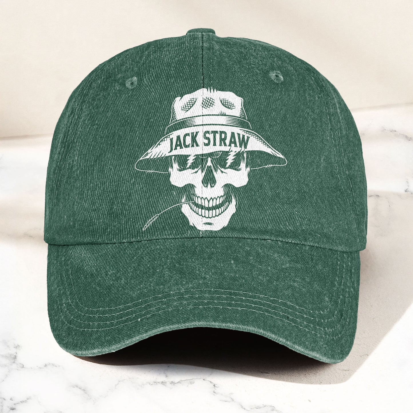 Grateful Dead Jack Straw Skull Lightning Eyes Music Merch Denim Cap – Retro Vintage Dad Cap Gift For Dad (With Box)