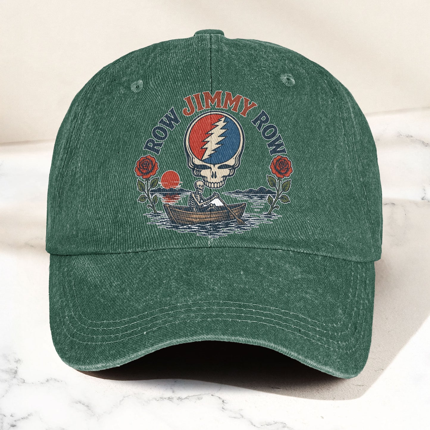 Grateful Dead Row Jimmy Row Steal Your Face Denim Cap – Retro Vintage Dad Cap Gift For Dad (With Box)