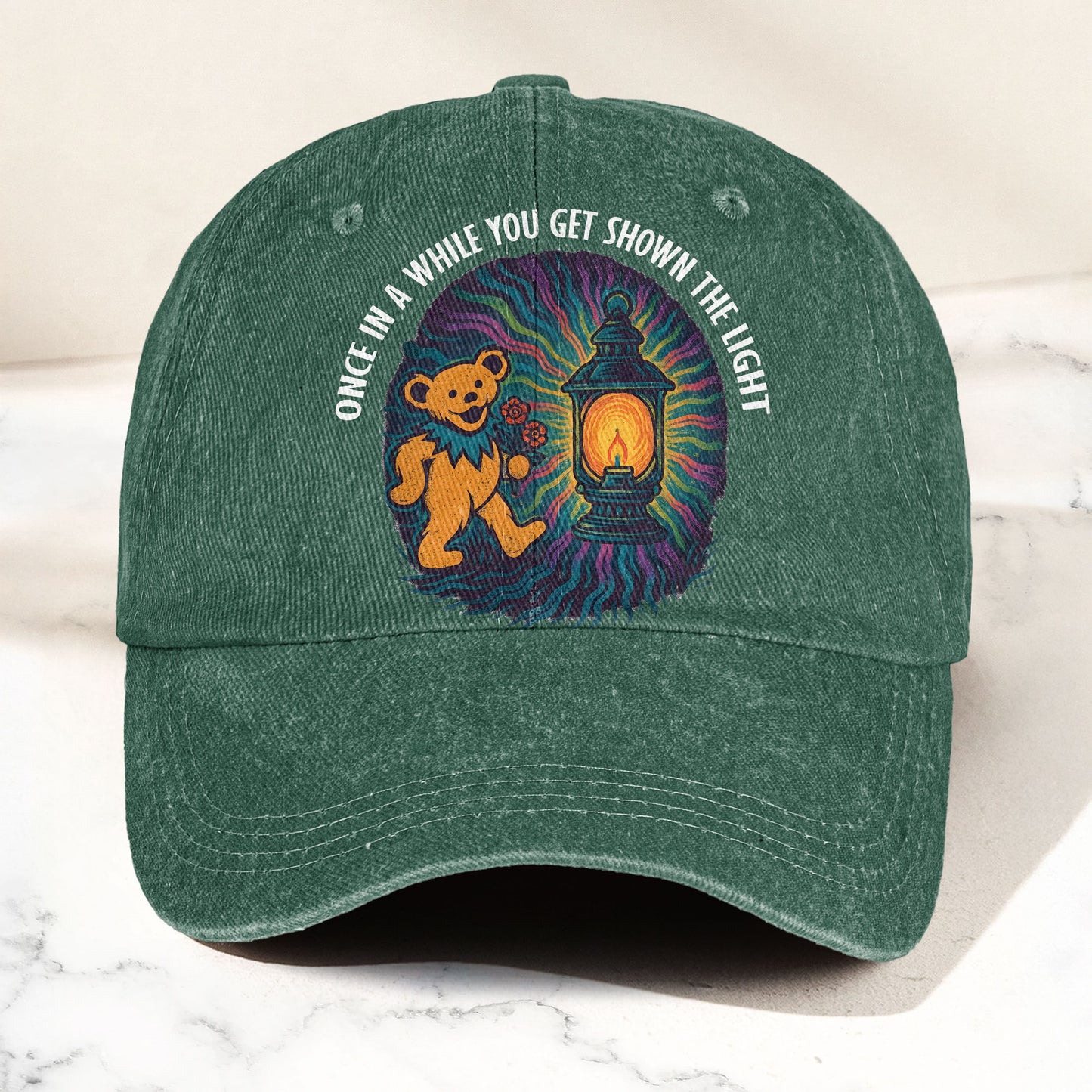 Grateful Dead Scarlet Begonias Shown The Light Dancing Bear Denim Cap – Retro Vintage Dad Cap Gift For Dad (With Box)