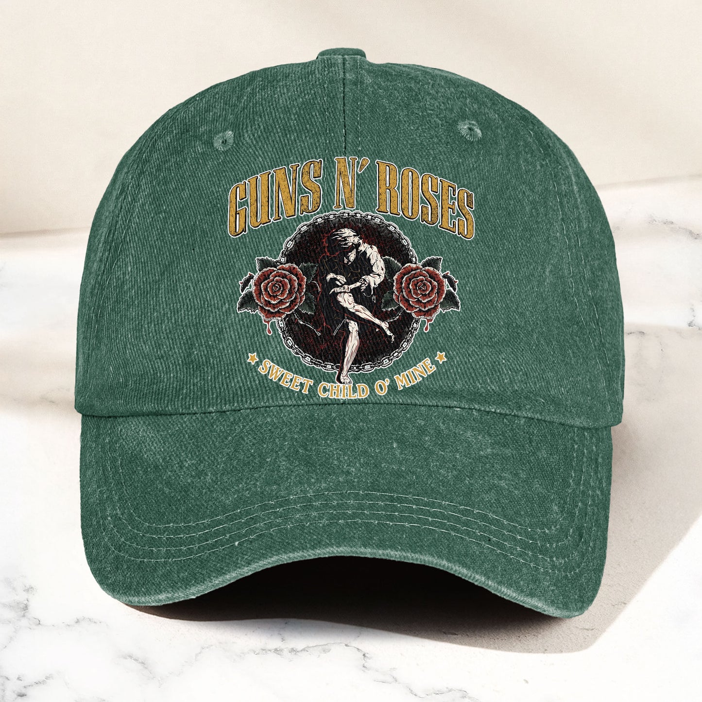 Guns N Roses Sweet Child O Mine Rock Music Merch Denim Cap – Retro Vintage Dad Cap Gift For Dad (With Box)