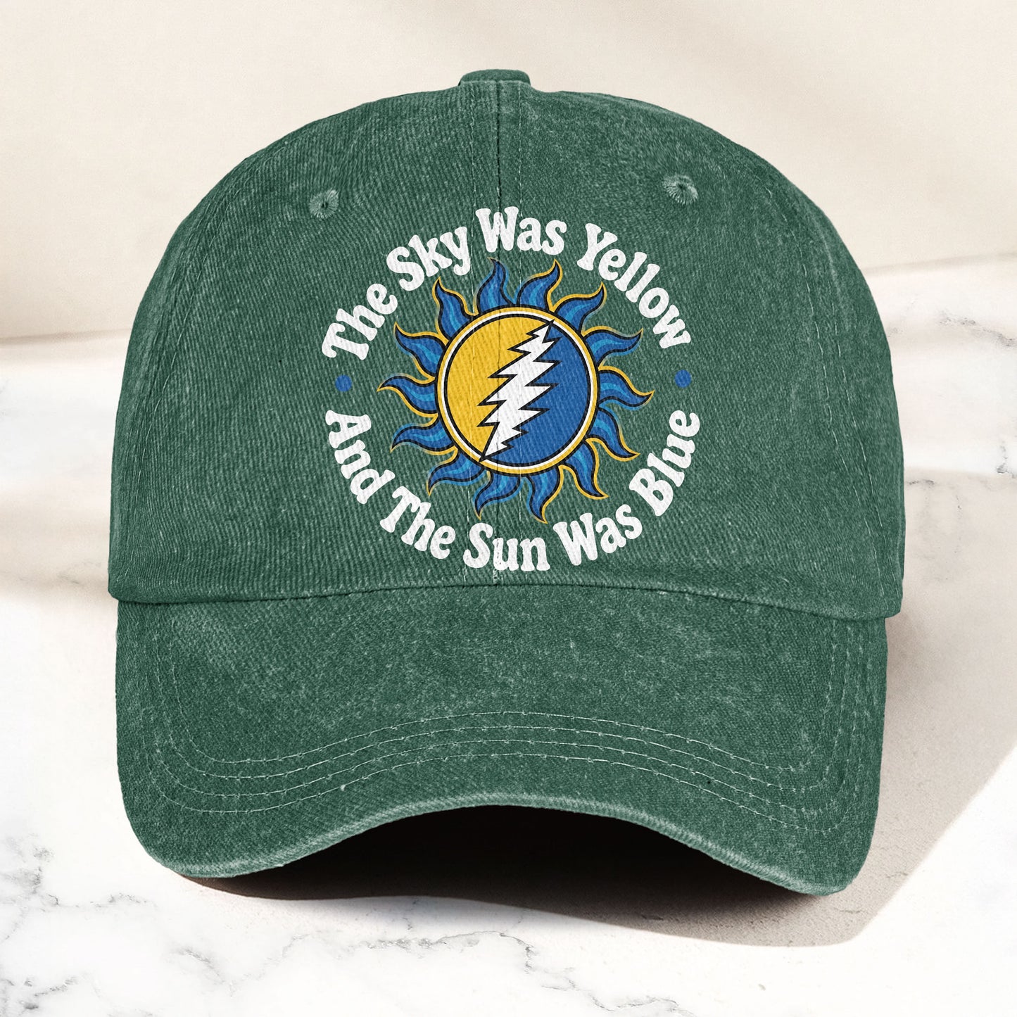 Grateful Dead Scarlet Begonias Lyrics Yellow Sky Blue Sun Denim Cap – Retro Vintage Dad Cap Gift For Dad (With Box)