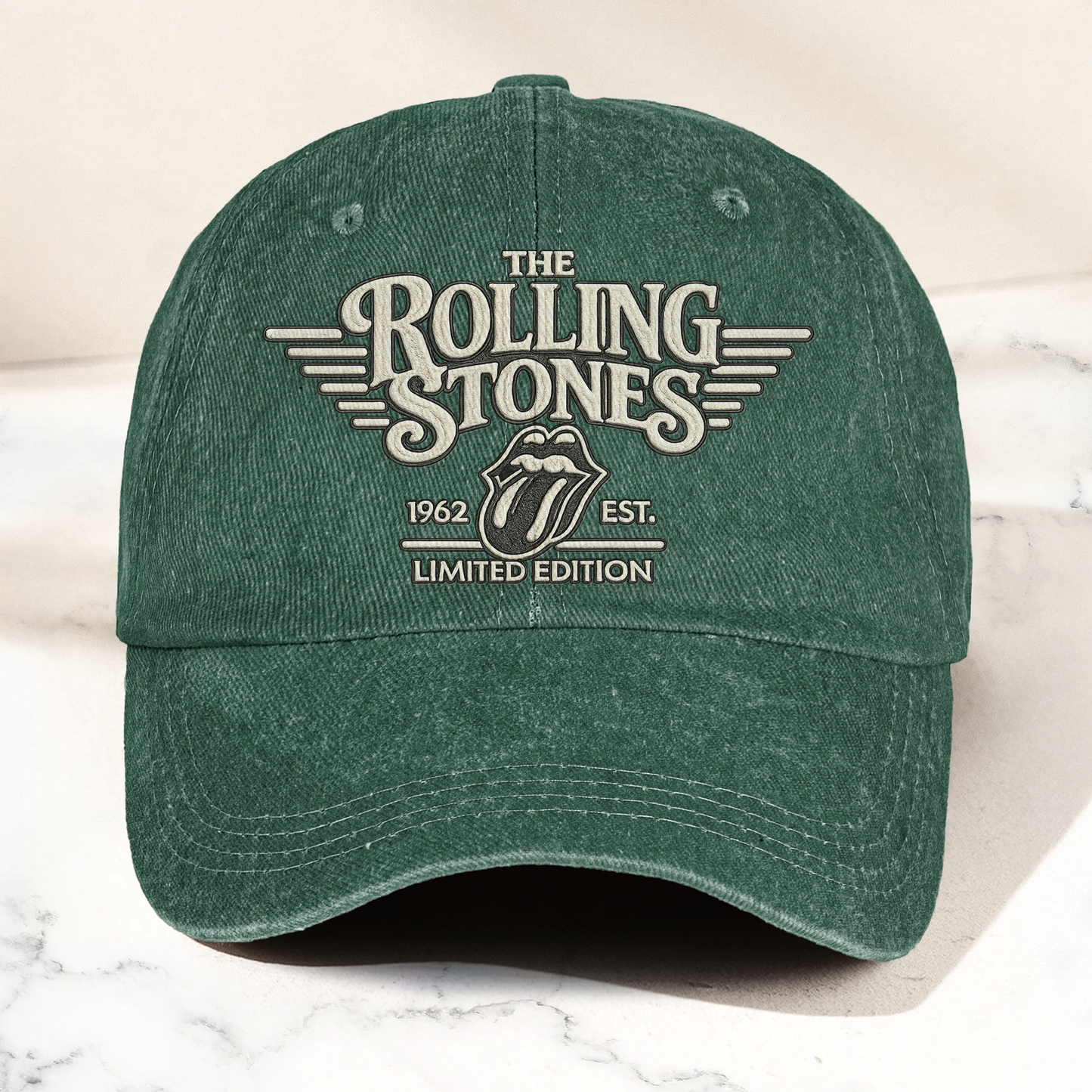The Rolling Stones Tongue Logo Est 1962 Denim Cap – Retro Vintage Dad Cap Gift For Dad (With Box)