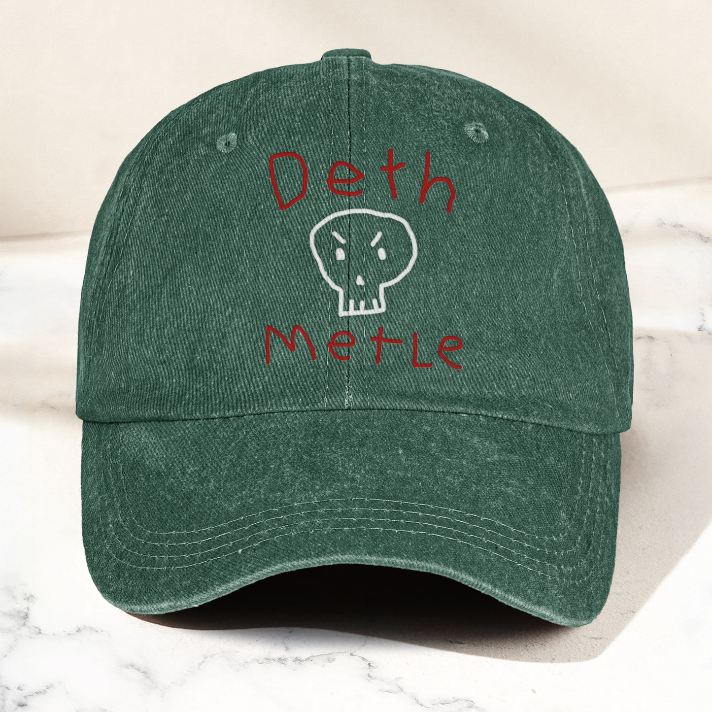 Death Metal Skull Deth Metle Denim Cap – Heavy Metal Emo Dad Cap Gift For Dad (With Box)
