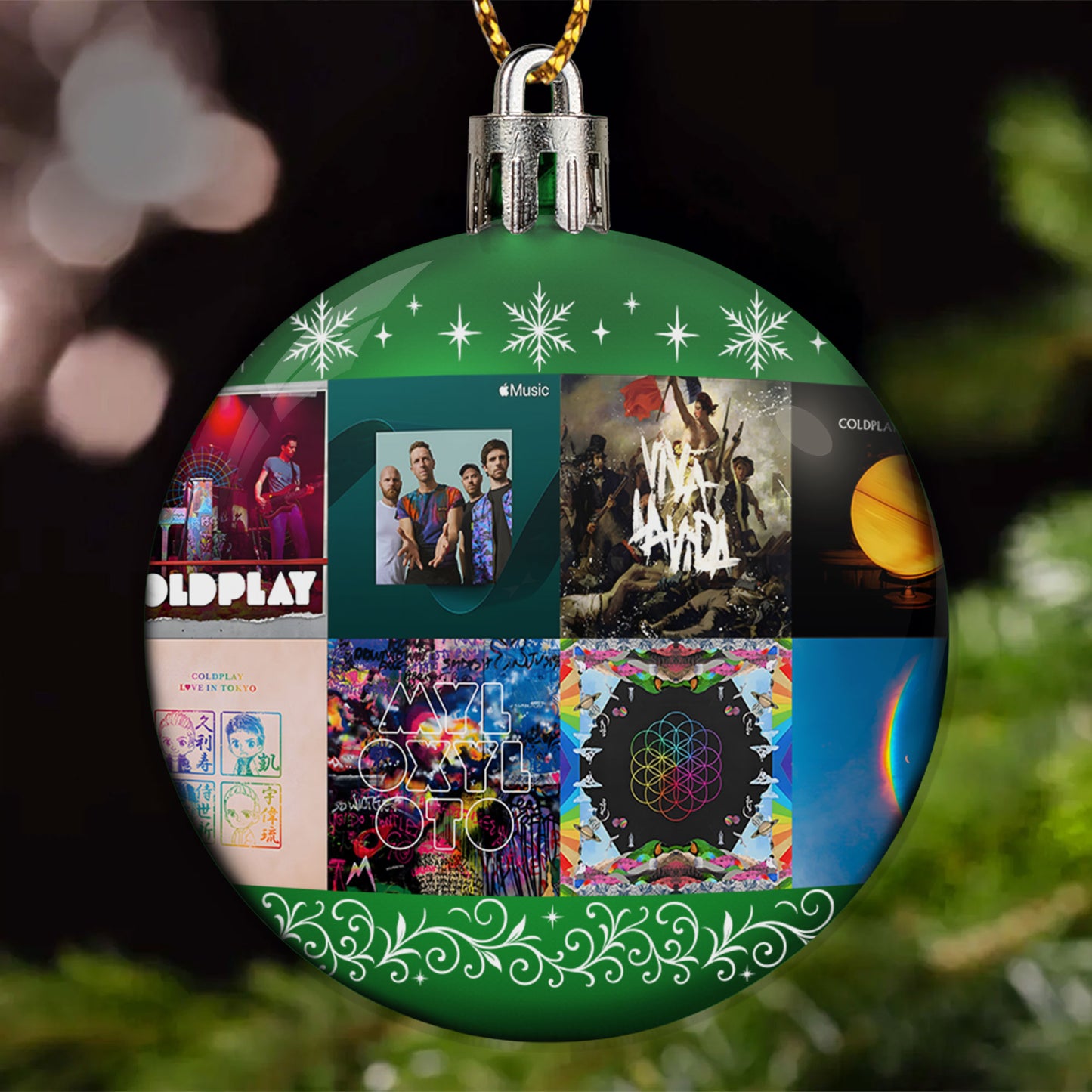 Coldplay Ball Ornament – Glitter Gold Celebration of Timeless Sound