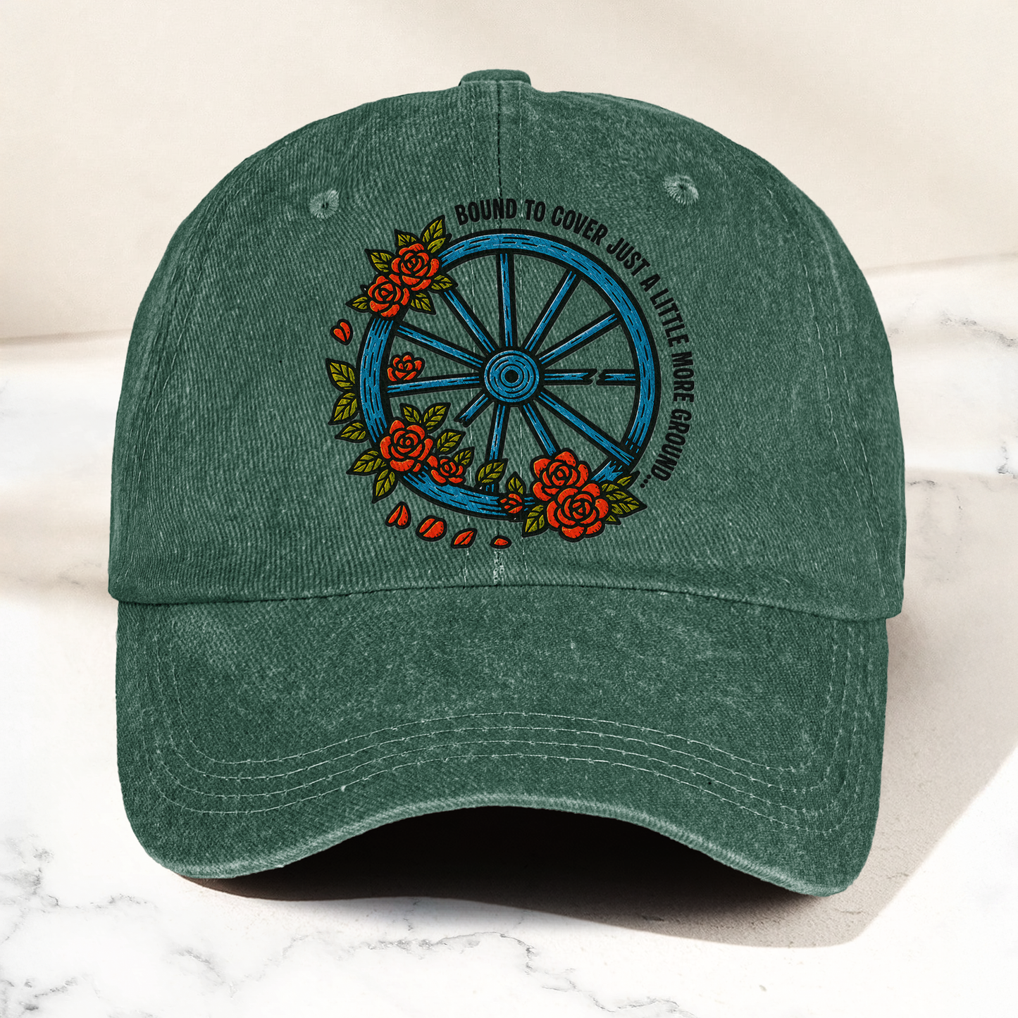 Grateful Dead Bound To Cover Just A Little More Ground Wheel Roses Denim Cap – Retro Vintage Dad Cap Gift For Dad (With Box)