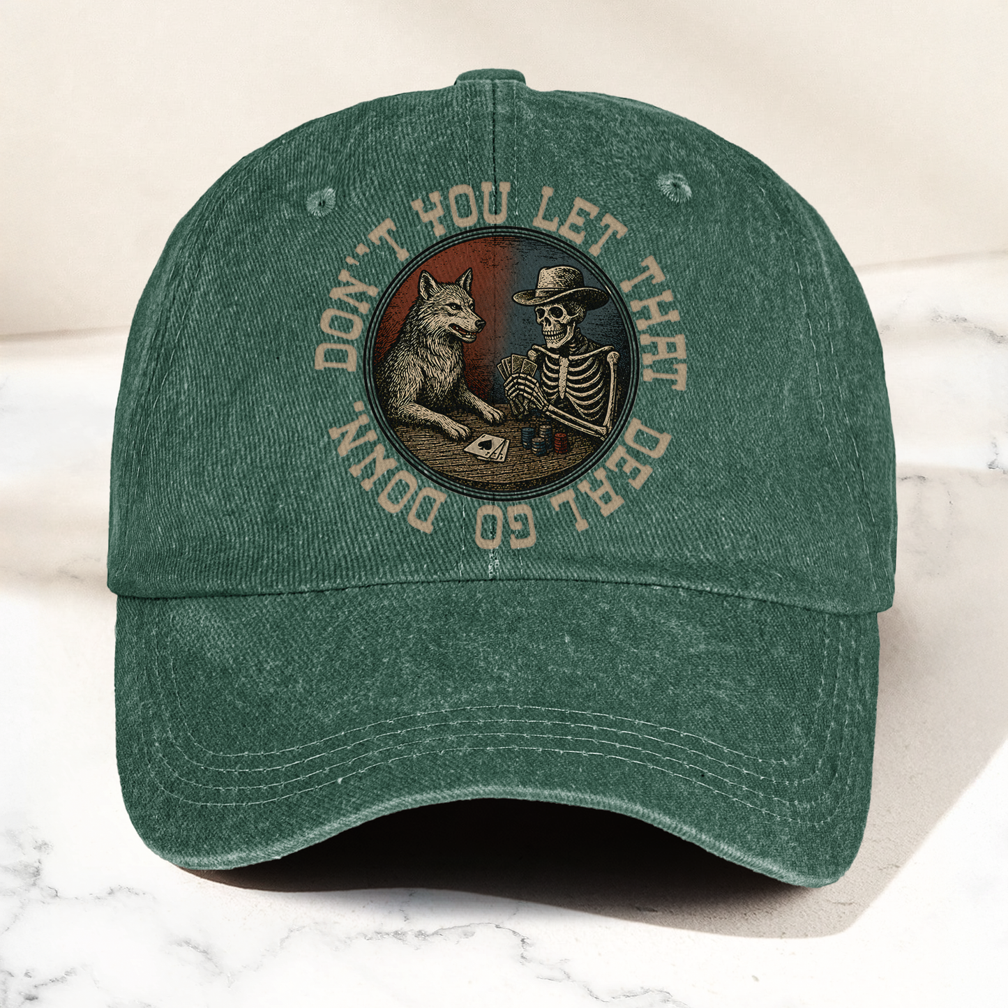 Grateful Dead Don't You Let That Deal Go Down Poker Skeleton Denim Cap – Retro Vintage Dad Cap Gift For Dad (With Box)