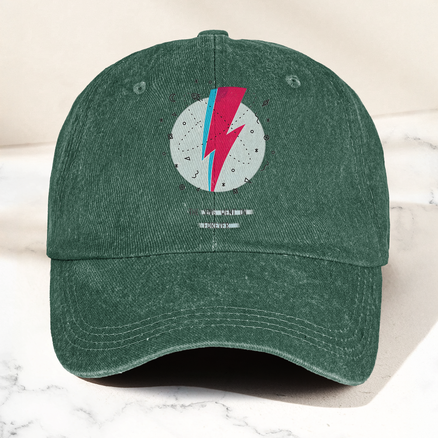 David Bowie Inspired Lightning Bolt Ziggy Stardust Denim Cap – Retro Music Fan Cap Gift For Dad (With Box)