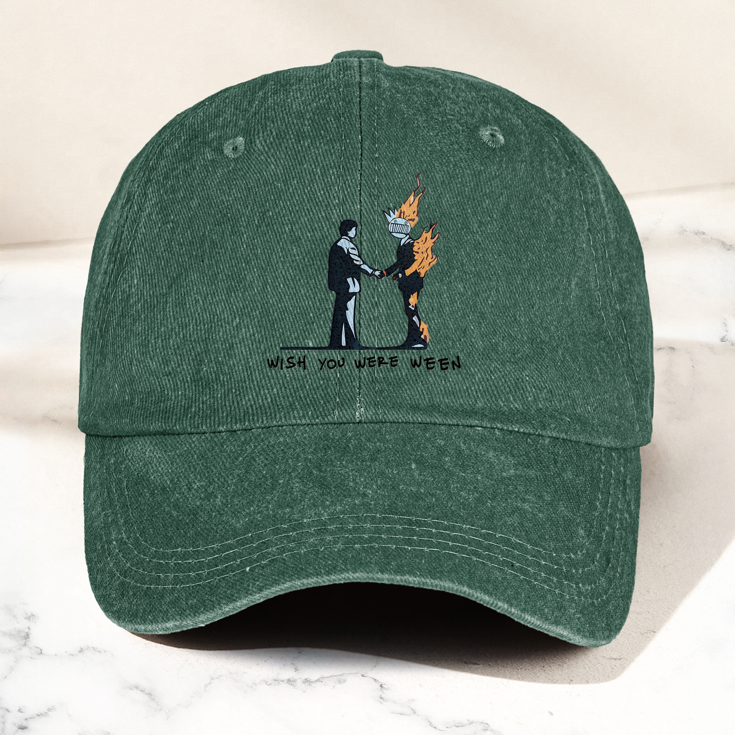 Wish You Were Ween Pink Floyd Denim Cap – Retro Pink Floyd Merch Gift for Dad (With Box)