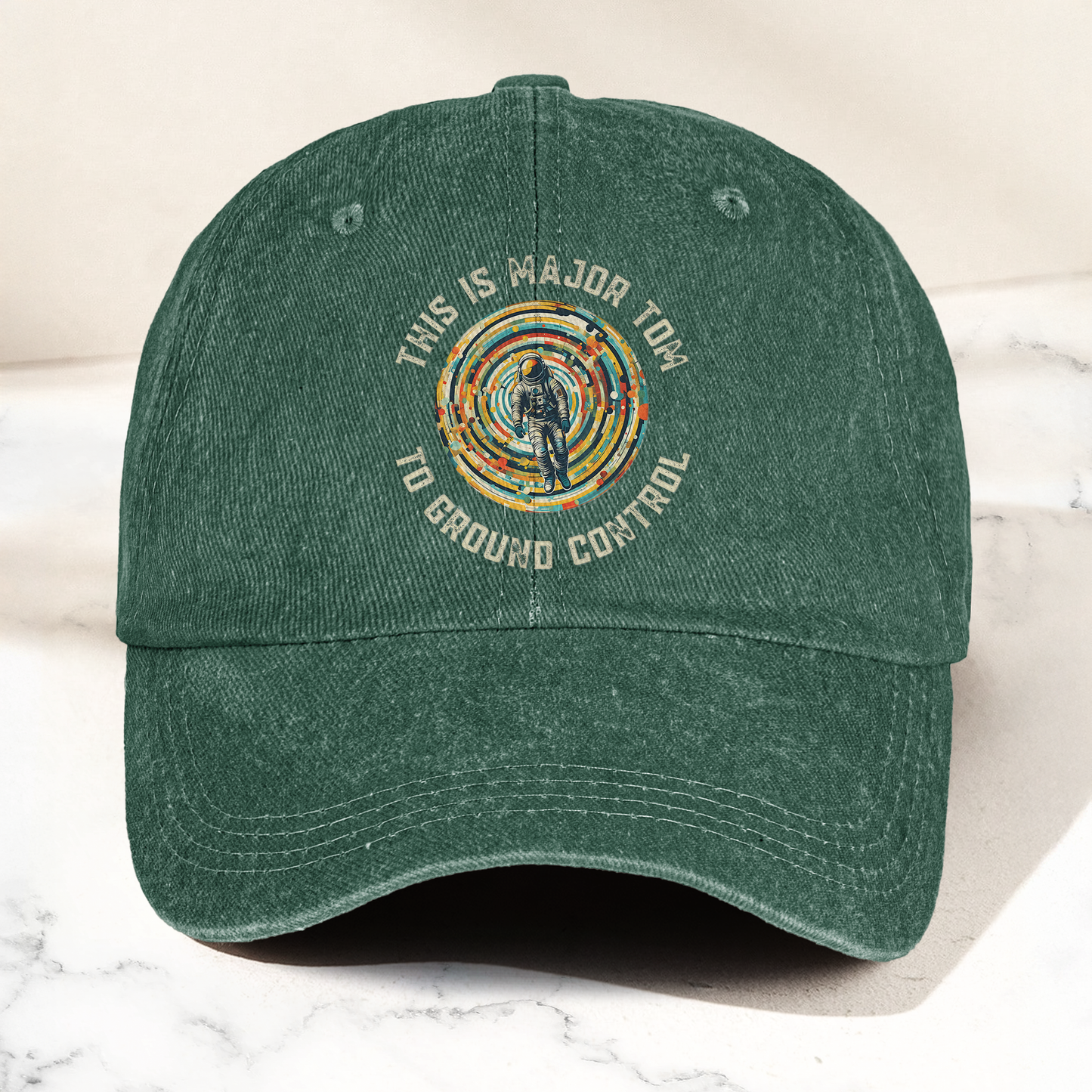 David Bowie This is Major Tom to Ground Control Denim Cap – Retro Punk Rock Music Fan Cap Gift For Dad (With Box)