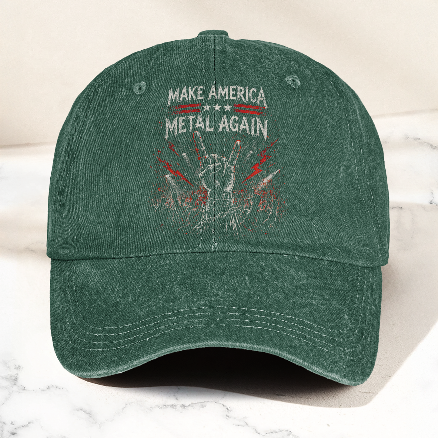 Make America Metal Again Denim Cap – Heavy Metal Emo Dad Cap Gift For Dad (With Box)