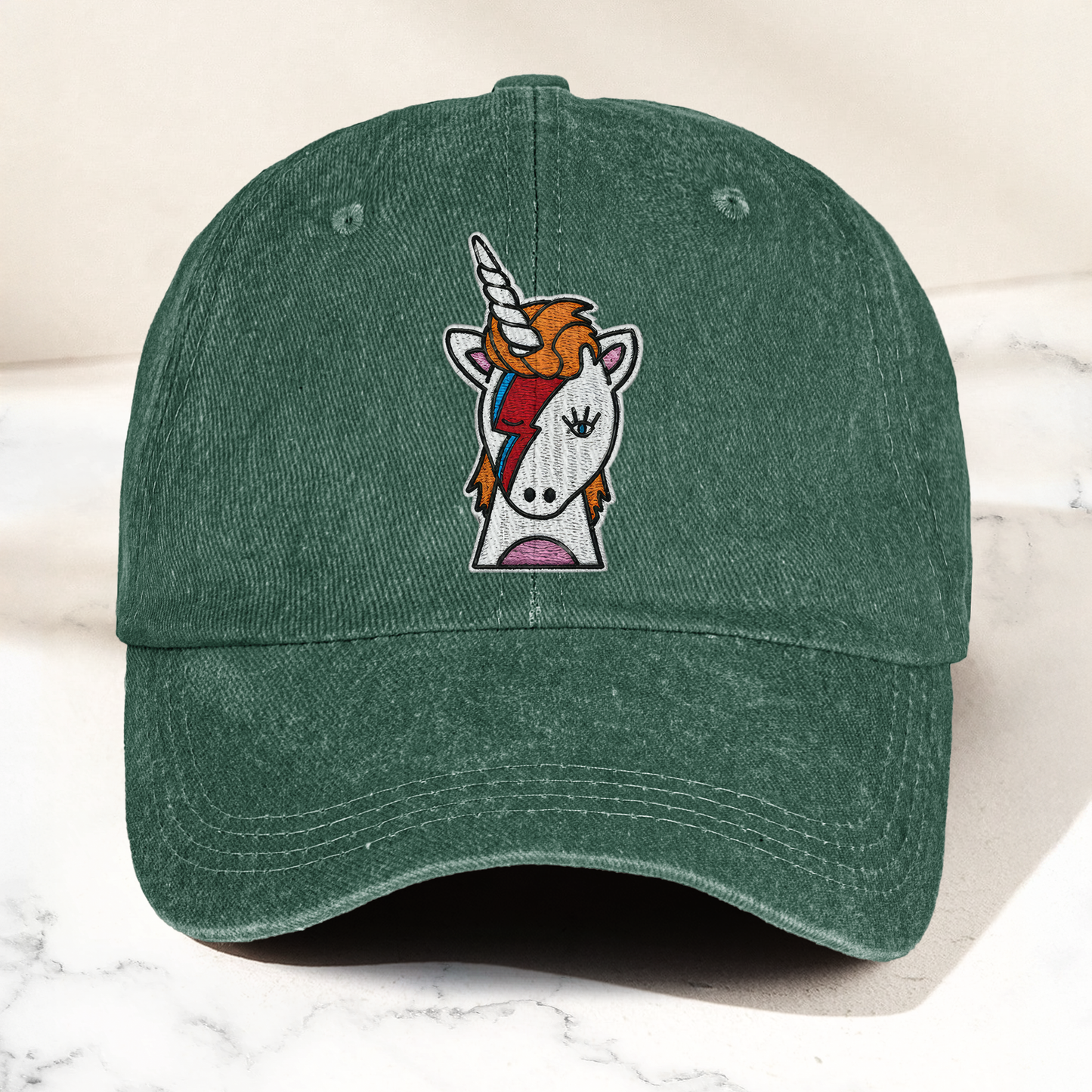 David Bowie Unicorn Lightning Bolt Denim Cap – Retro Music Fan Cap Gift For Dad (With Box)
