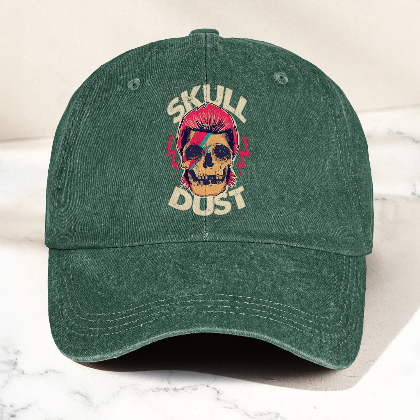 David Bowie Skull Ziggy Stardust Denim Cap – Retro Punk Rock Music Fan Cap Gift For Dad (With Box)