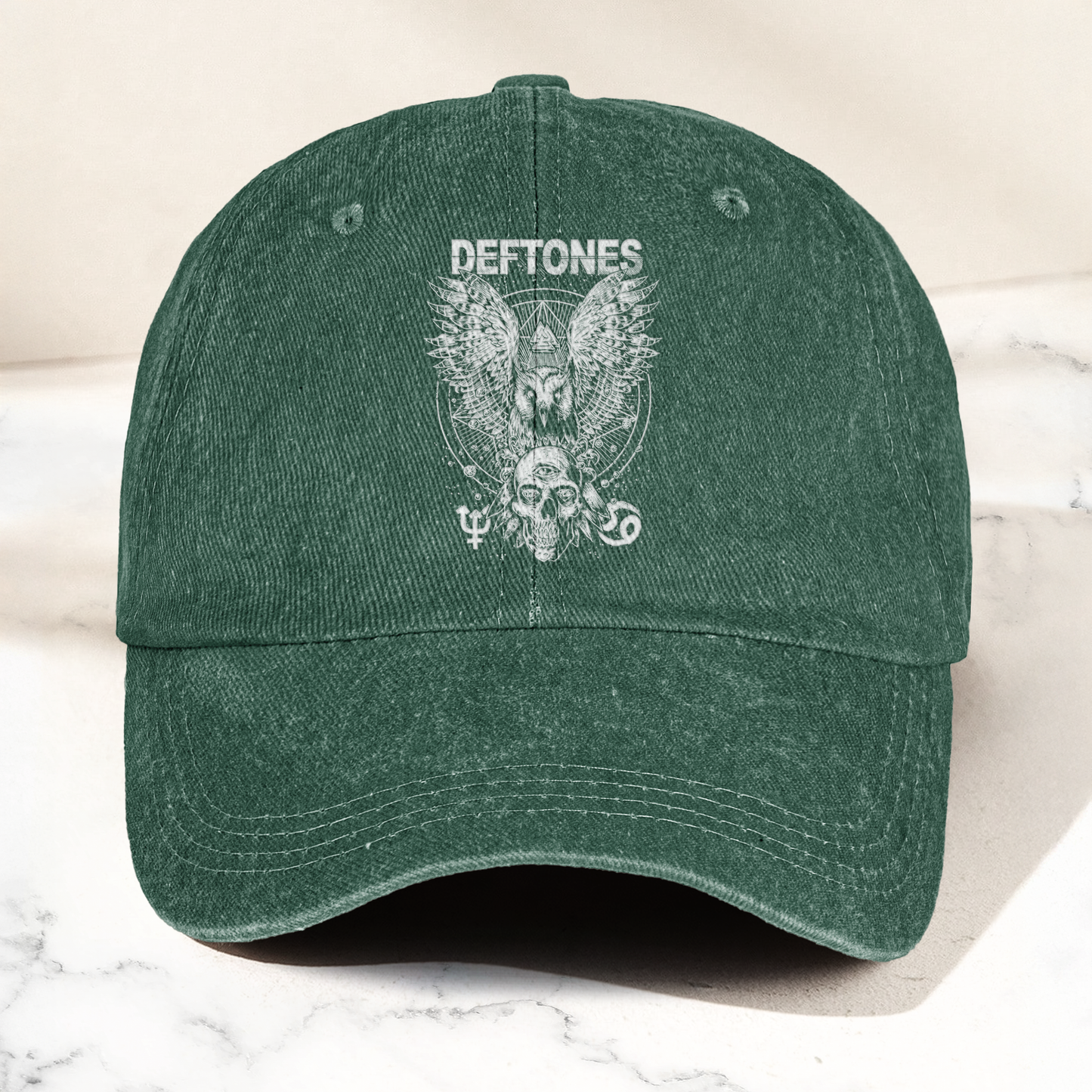 Deftones Owl Skull Vintage Dad Hat – Alternative Metal Washed Cotton Cap (With Box)