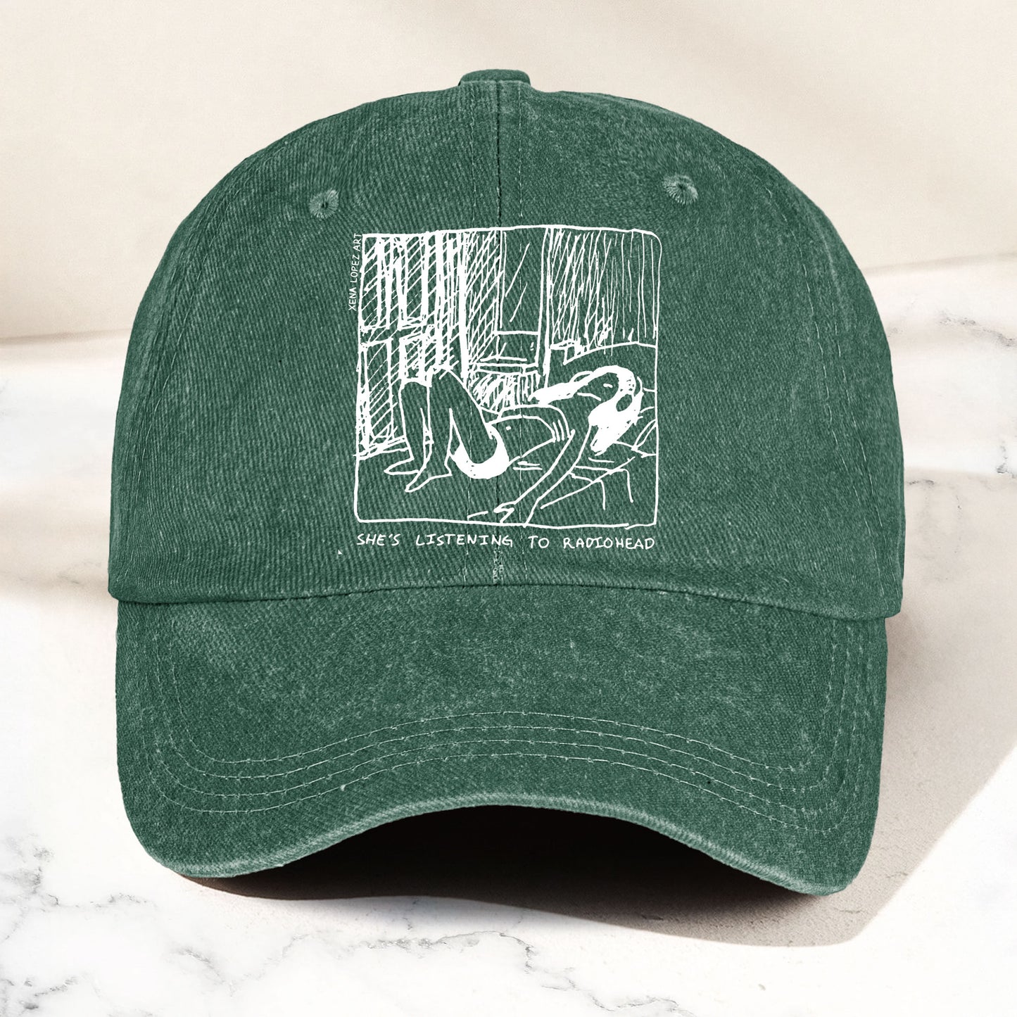 She's Listening to Radiohead Denim Cap – Retro Radiohead Tribute Merch Dad Hat (With Box)