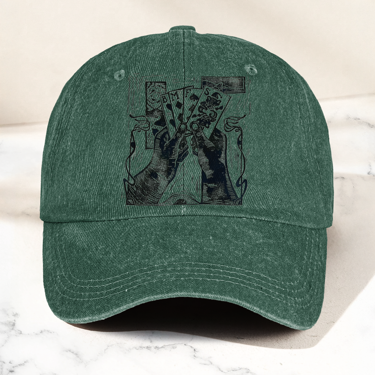 Billy Strings BMFS Playing Cards Woodcut Graphic Music Merch Denim Cap – Retro Vintage Dad Cap Gift For Dad (With Box)