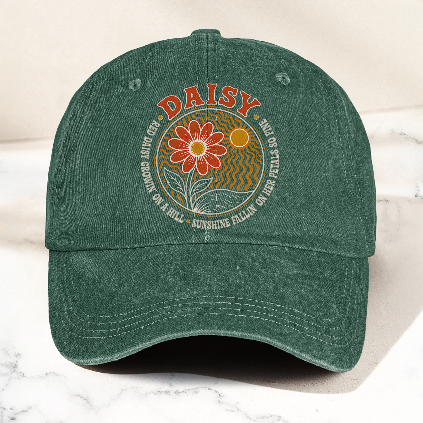 Grateful Dead Red Daisy Lyrics Music Merch Denim Cap – Retro Vintage Dad Cap Gift For Dad (With Box)