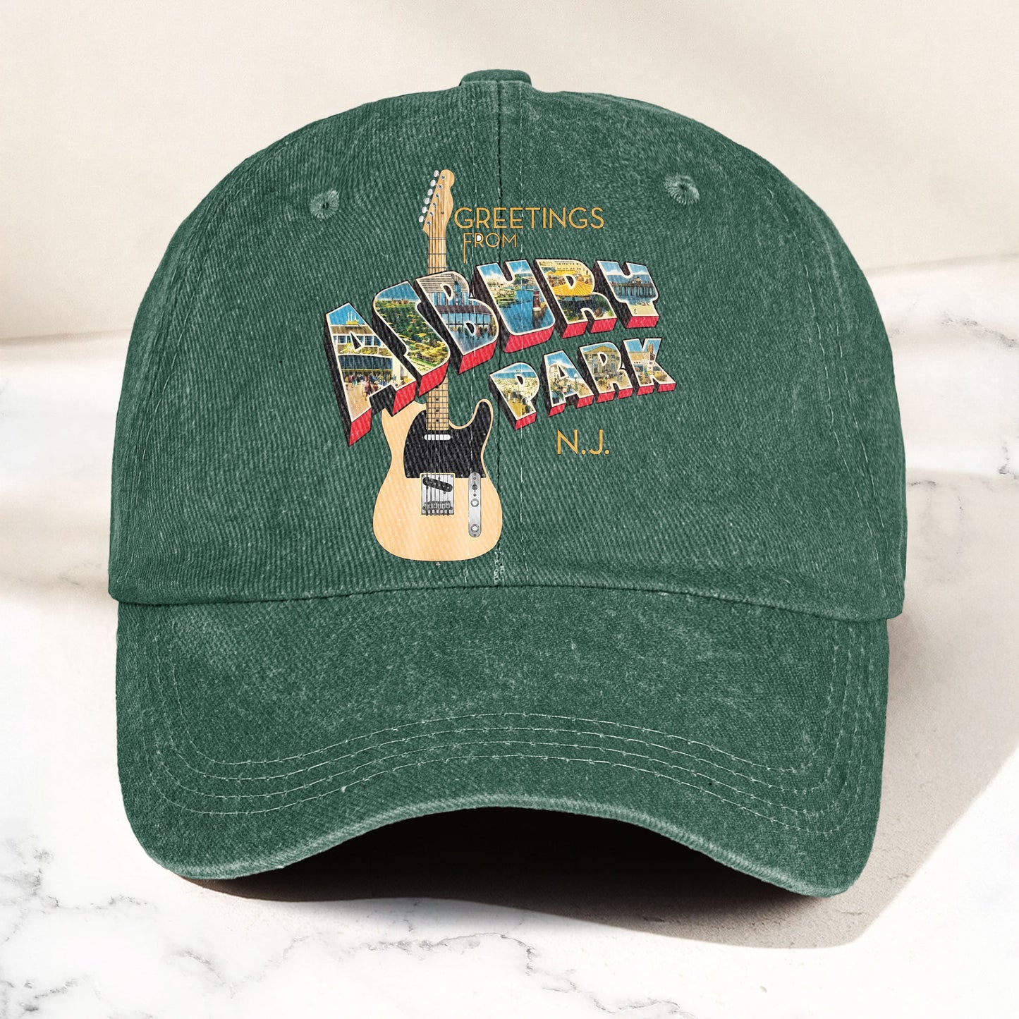 Bruce Springsteen Greetings From Asbury Park Vintage Rock Band Denim Cap- Retro Vintage Dad Cap Gift For Dad (With Box)