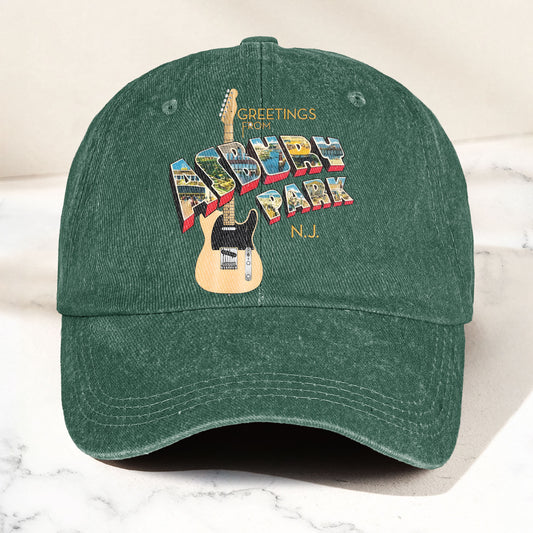 Bruce Springsteen Greetings From Asbury Park Vintage Rock Band Denim Cap- Retro Vintage Dad Cap Gift For Dad (With Box)