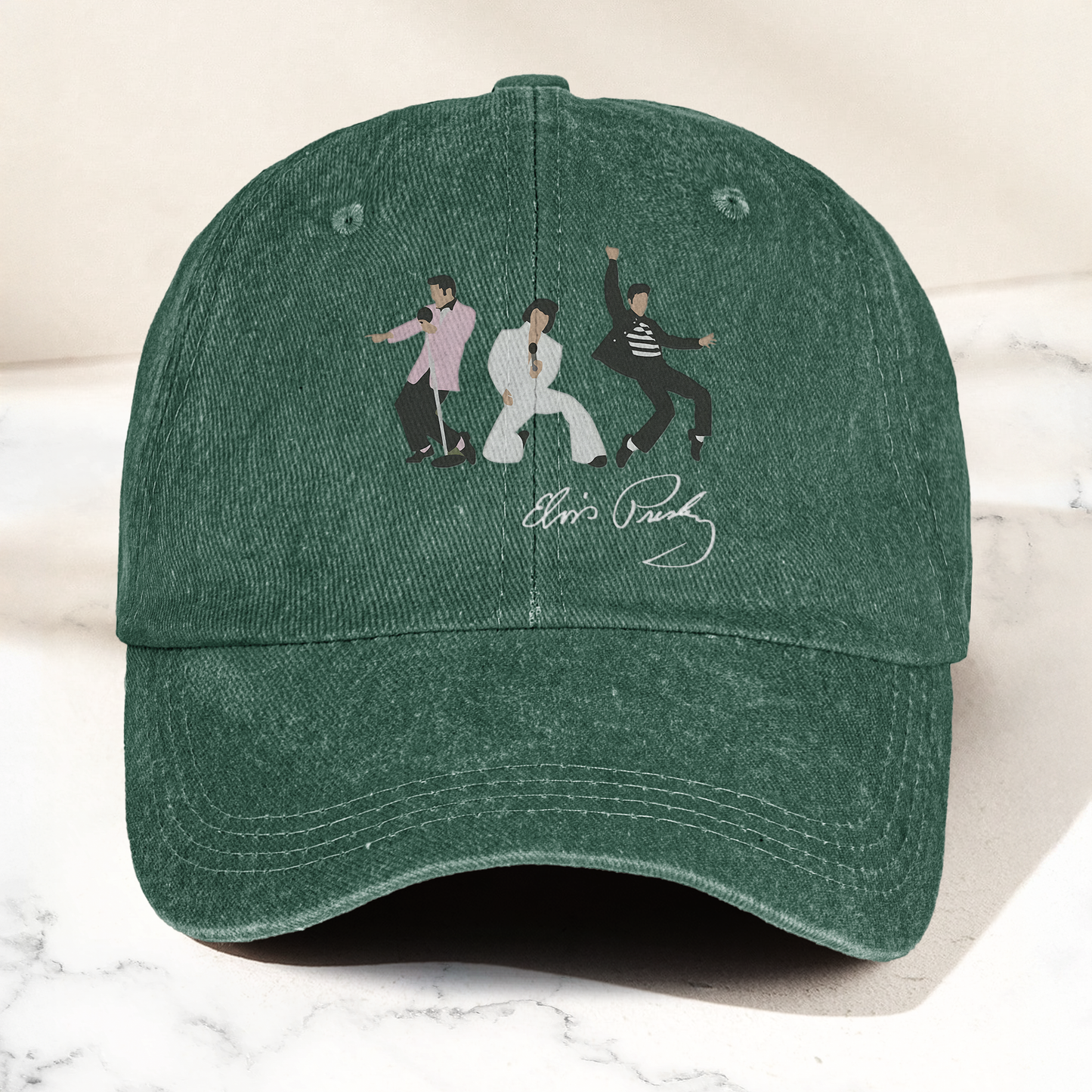 Elvis Presley With Sign Graphic Denim Cap – Vintage Elvis Presley Album Merch Gift for Dad (With Box)