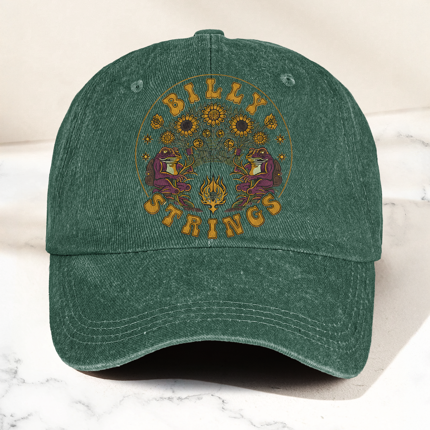 Billy Strings Sunflowers Frog Graphic Cosmic Bluegrass Retro Denim Cap – Retro Vintage Dad Cap Gift For Dad (With Box)