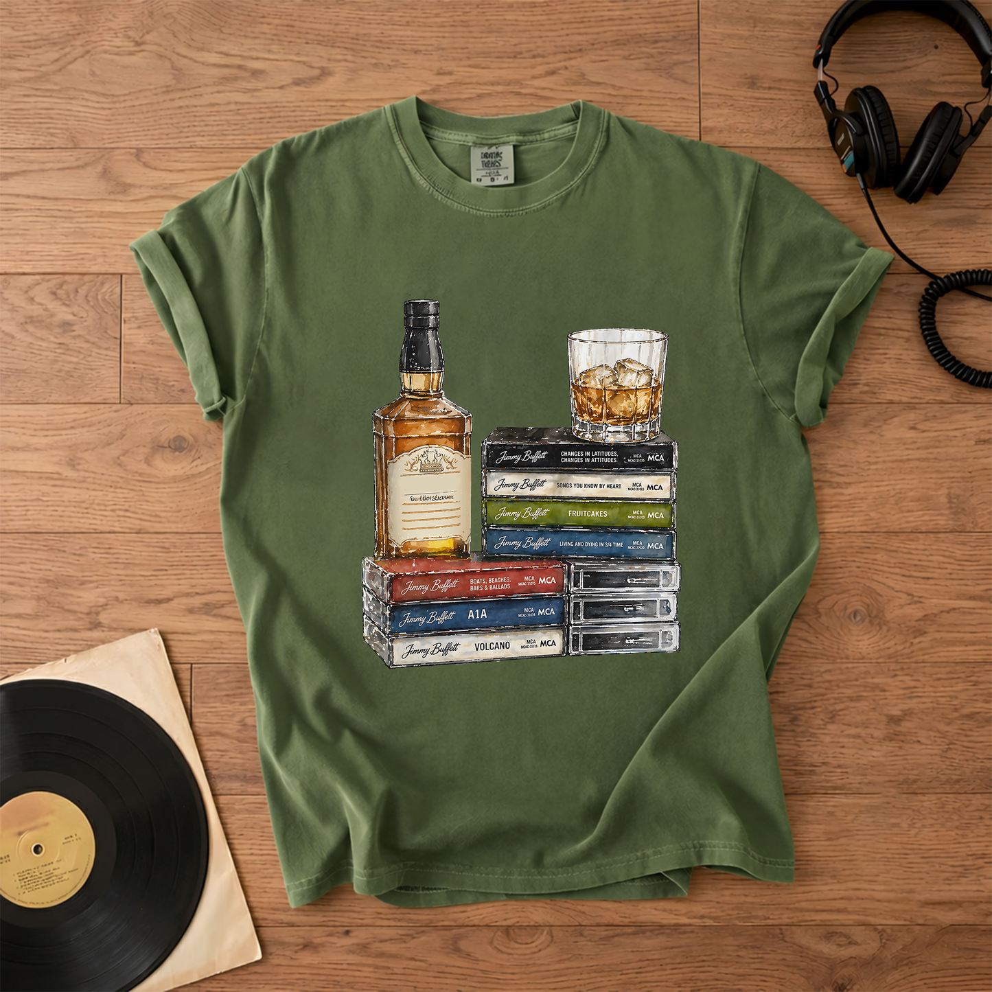 Jimmy Buffett Cassette Album Collection T-Shirt – Retro Music Jimmy Buffett Merch Tee