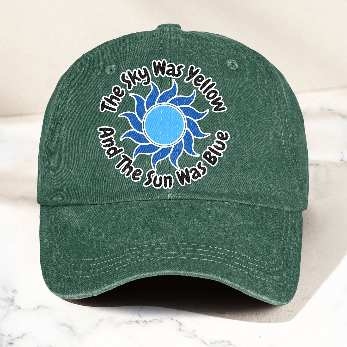 The Sky Was Yellow And The Sun Was Blue Denim Cap – Grateful Dead Tribute Merch Dad Hat (With Box)