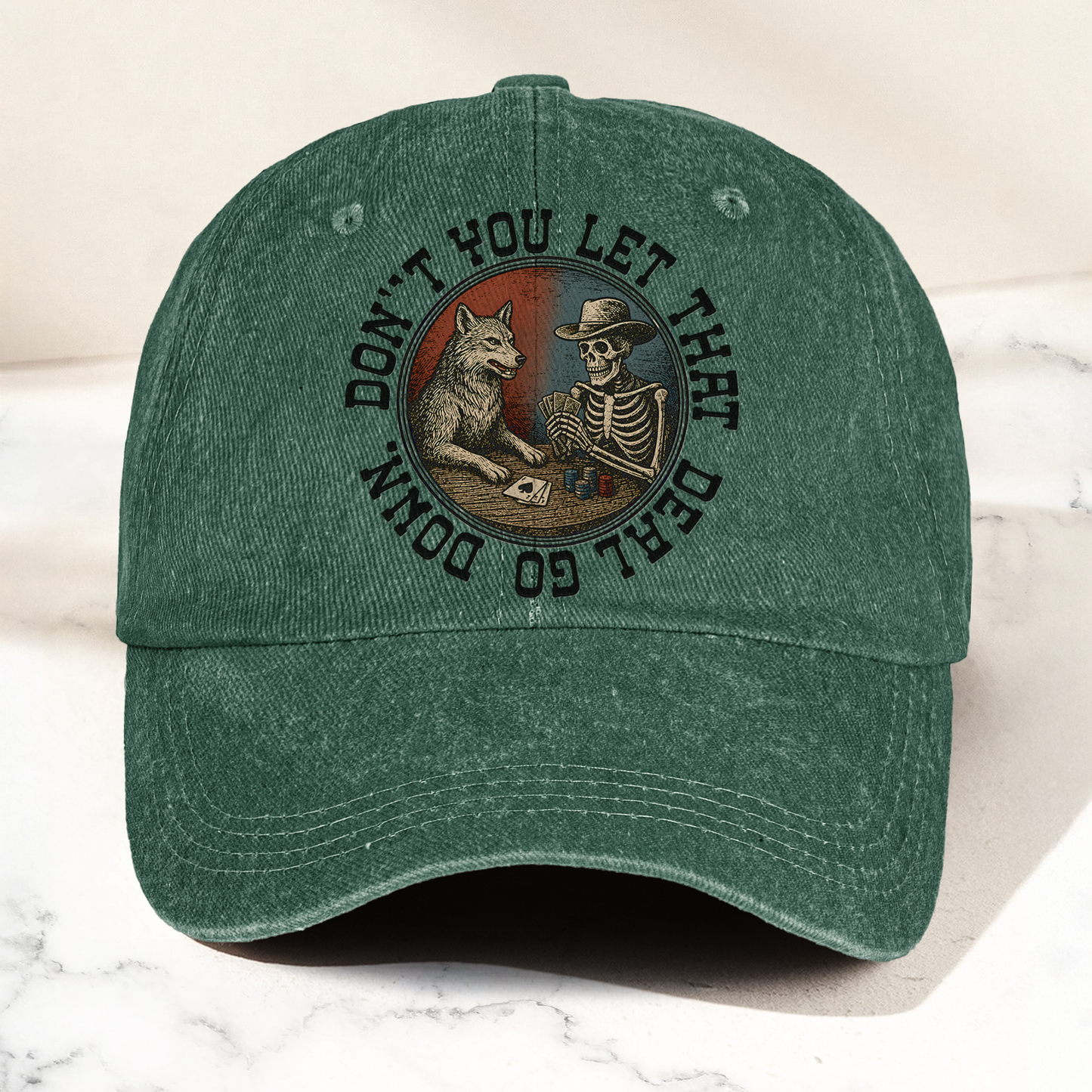 Grateful Dead Don't You Let That Deal Go Down Poker Skeleton Denim Cap – Retro Vintage Dad Cap Gift For Dad (With Box)