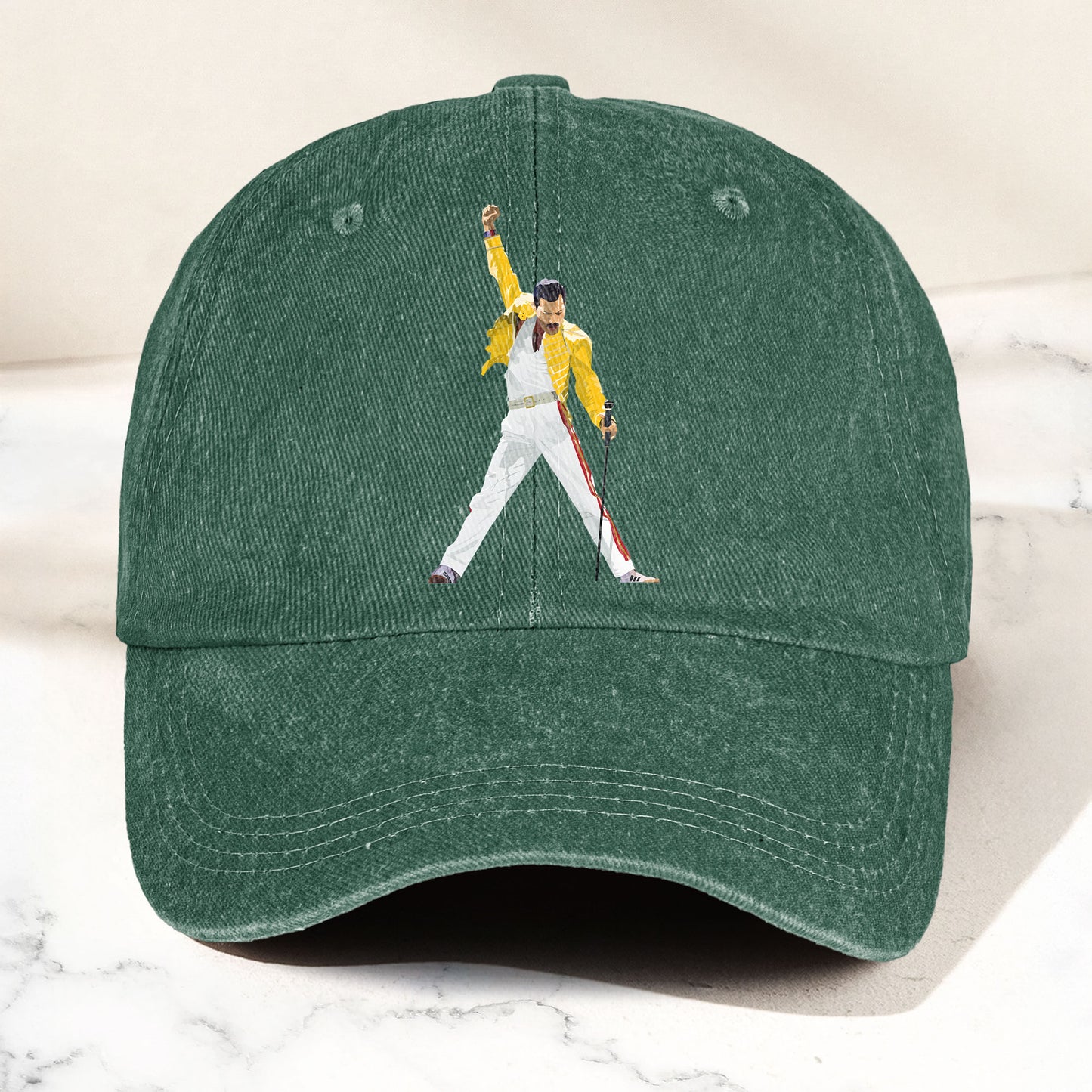 Vintage Freddie Mercury Denim Cap – Queen Band Tribute Merch Dad Hat (With Box)